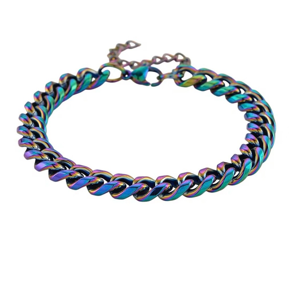 $89 Retail Curb Bracelet in ION Plated Mystic Stainless Steel